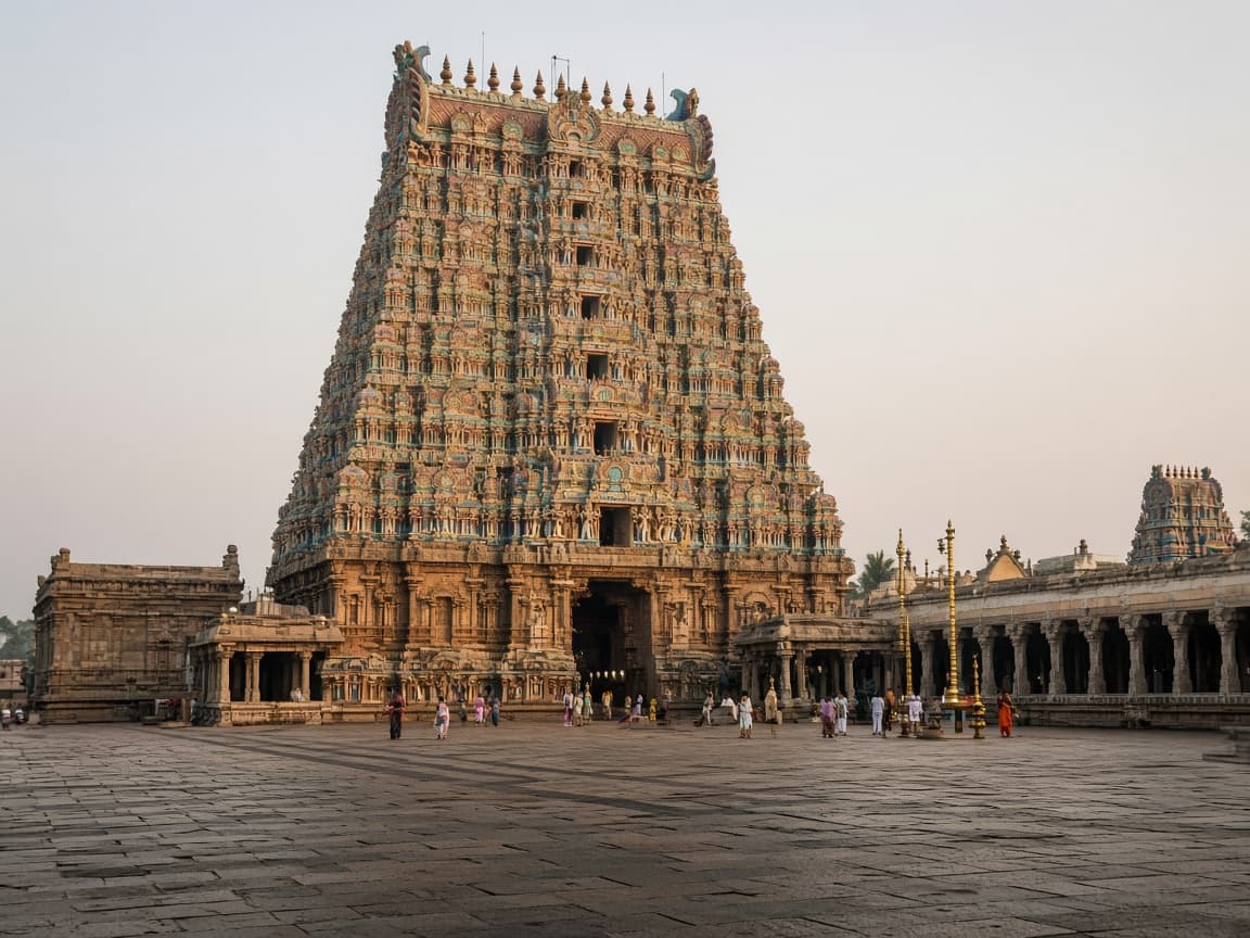 Meenakshi Amman Temple gopuram and courtyard, Madurai